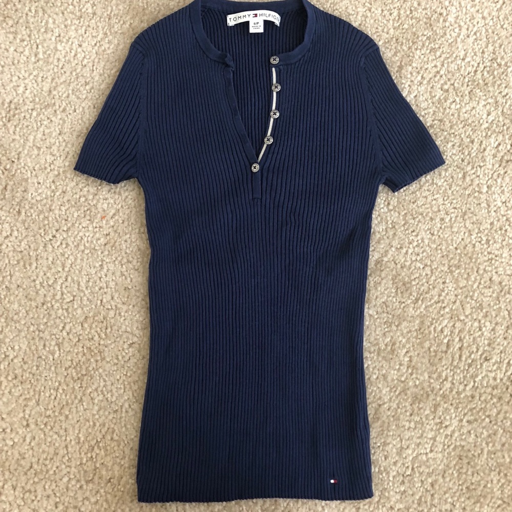 Navy Tommy Hilfiger ribbed shirt
